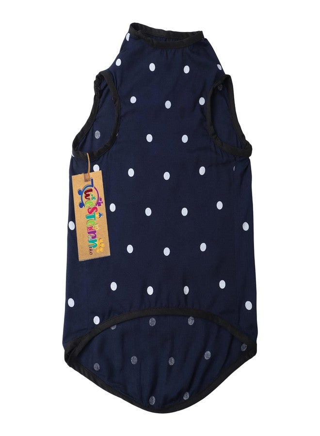 ويستيرن إرا تيشيرت قطني ناعم للكلاب بتصميم مستوحى من العصر الغربي | ملابس مريحة وجيدة التهوية للكلاب | طقم أنيق بدون أكمام للحيوانات الأليفة (أزرق منقط) (مقاس كبير) (22 بوصة) - Image 5